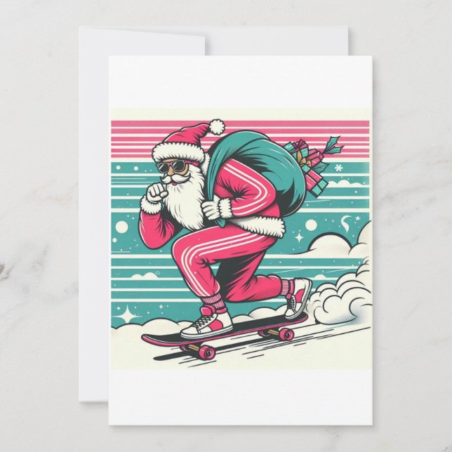 Invitación Papá Noel en monopatín (Anverso)
