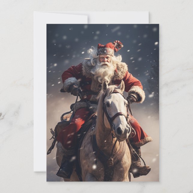 Invitación Papá Noel en un caballo (Reverso)