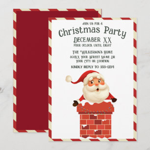 Invitación Papá Noel en una Chimenea Navideña Colorida