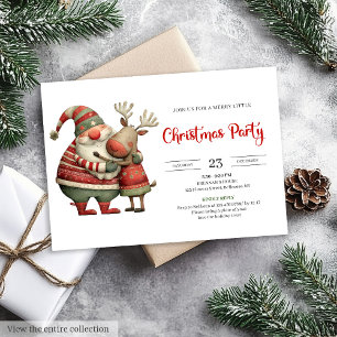 Invitación Papa Noel Excéntrico Acuarela Editable Fiesta de N