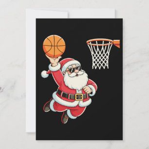 Invitación Papá Noel haciendo una volcada de baloncesto Navid