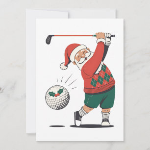 Invitación Papá Noel jugando golf Jugador de golf de Navidad 