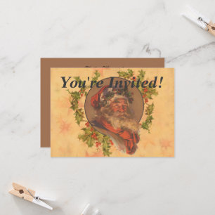 Invitación Papá Noel Leyendecker Antiguo Victoriano