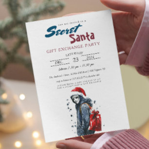 Invitación Papá Noel moderno disfrazado de Santa Fiesta secre