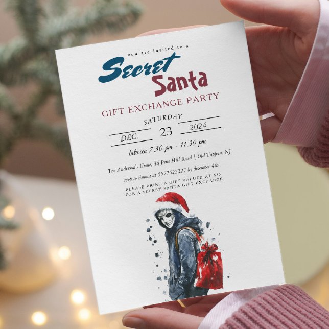 Invitación Papá Noel moderno disfrazado de Santa Fiesta secre (Subido por el creador)