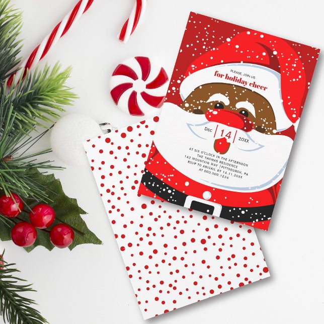 Invitación Papá Noel negro en fiesta de Navidades rojos (Subido por el creador)
