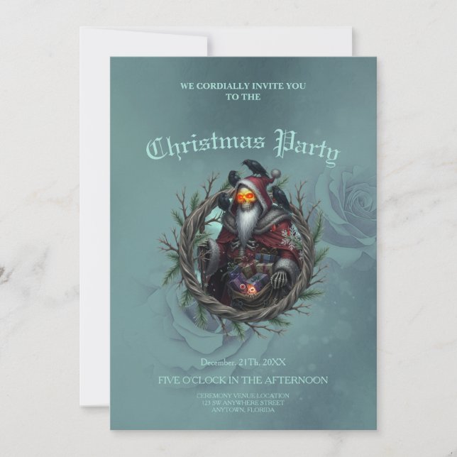 Invitación Papá Noel Oscuro de las Sombras – Esqueleto de Nav (Anverso)