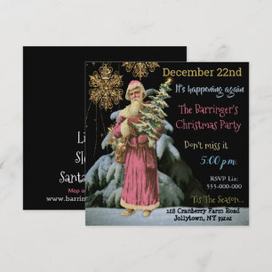 Invitación Papá Noel rosa del pasado navideño