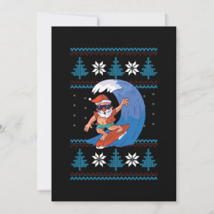 Invitación Papá Noel surfista con gafas de sol divertido
