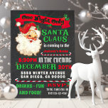 Invitación Papá Noel viene al Fiesta de Navidades del pueblo<br><div class="desc">Inspirado por el poster "Santa Claus llega a la ciudad",  una noche Navidades solamente invitación del partido con antecedentes de ropa antigua</div>