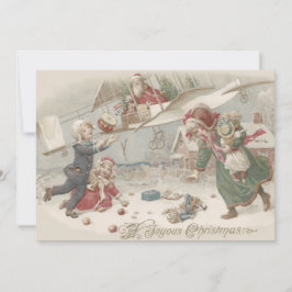 Invitación Papá Noel Volando Juguetes Hijos de Árbol de Navid