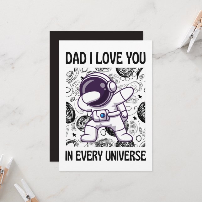 Invitación Papá te amo en cada universo Astronauta Dabbing (Anverso/Reverso In Situ)