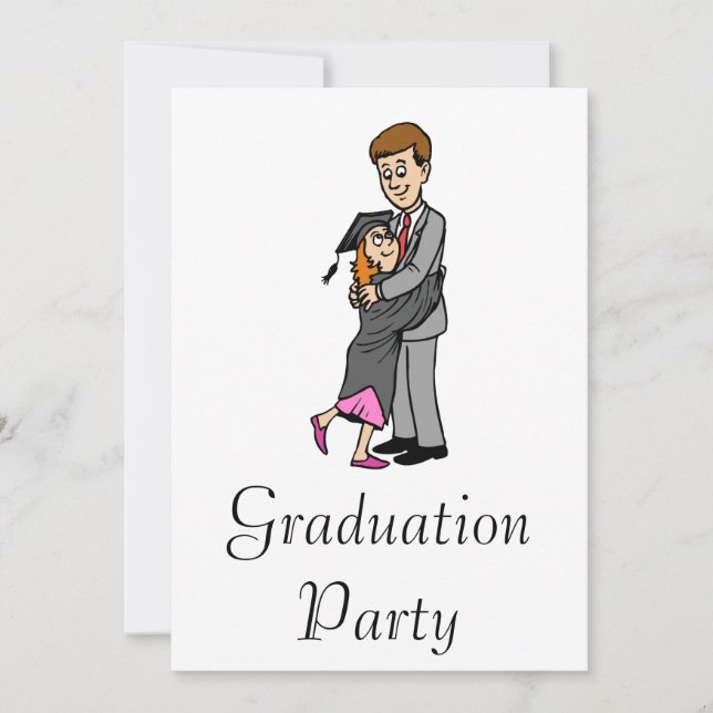 Invitación Papá y chica graduado (Anverso)