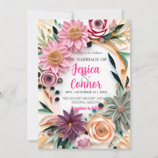 Invitación Papel abstracto aplastando la vegetación Boda flor