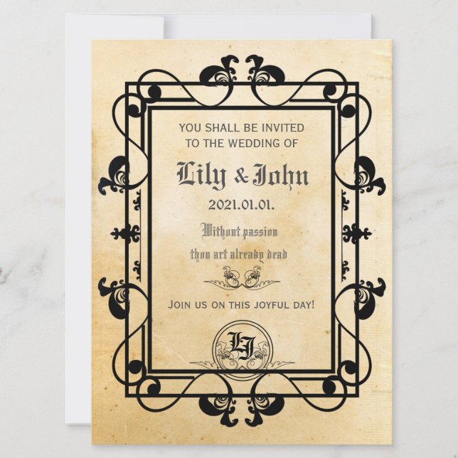 Invitación Papel antiguo medieval de Personalizable (Anverso)