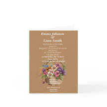 Papel artesanal marrón falso y boda de flores