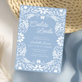 Invitación Papel azul picado niño mexicano Baby Shower
