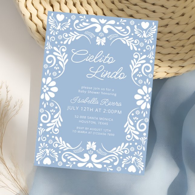Invitación Papel azul picado niño mexicano Baby Shower (Subido por el creador)