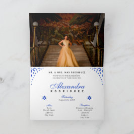 Invitación Papel azul real picado mis cinco años