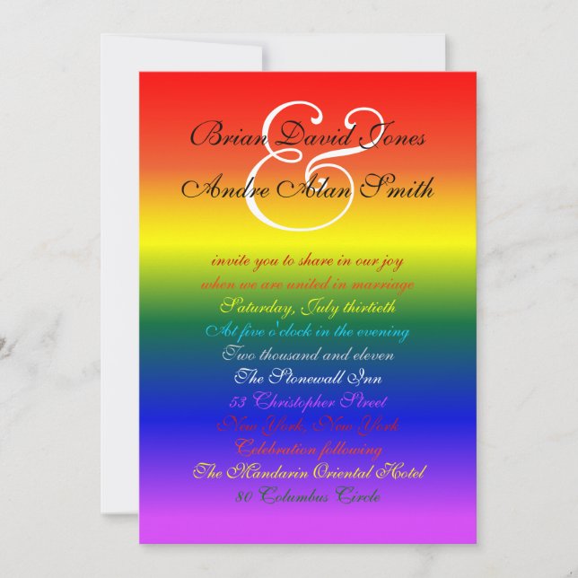 Invitación papel básico de la boda 5x7 del orgullo gay del (Anverso)
