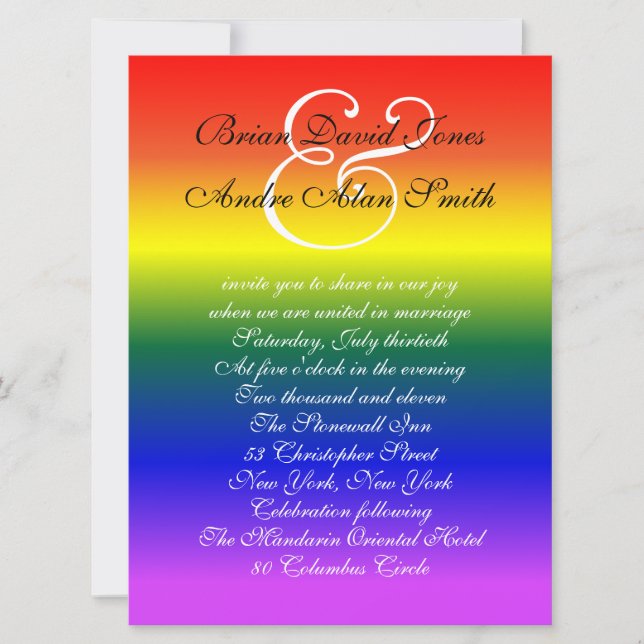 Invitación papel básico de la boda 5x7 del orgullo gay del (Anverso)