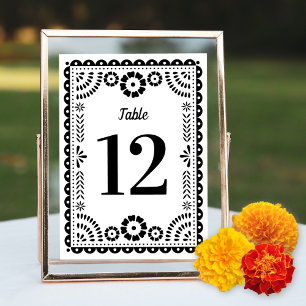 Invitación Papel blanco y negro Boda número de tabla