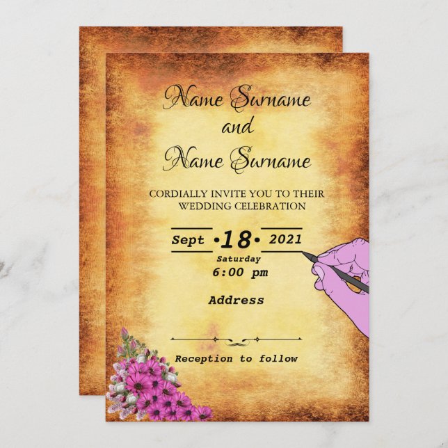 Invitación Papel cosmético (Anverso / Reverso)