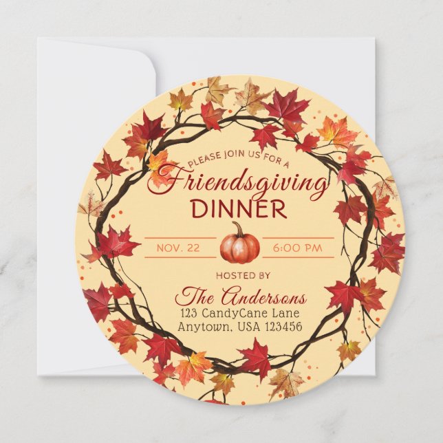 Invitación Papel de Acción de Gracias entre Amigos (Anverso)