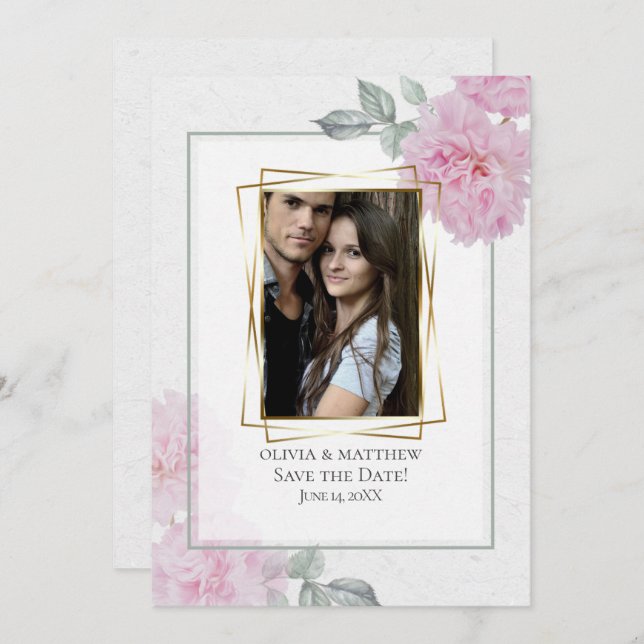 Invitación Papel de arroz rosado romántico descalzoBride™ (Anverso / Reverso)