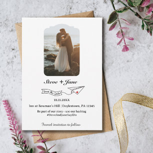 Invitación Papel de avión de boda de viaje moderno para guard