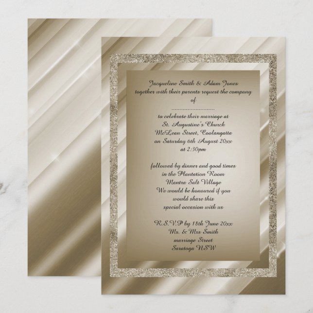 Invitación Papel de boda elegante en Bronze Multi Pattern (Anverso / Reverso)