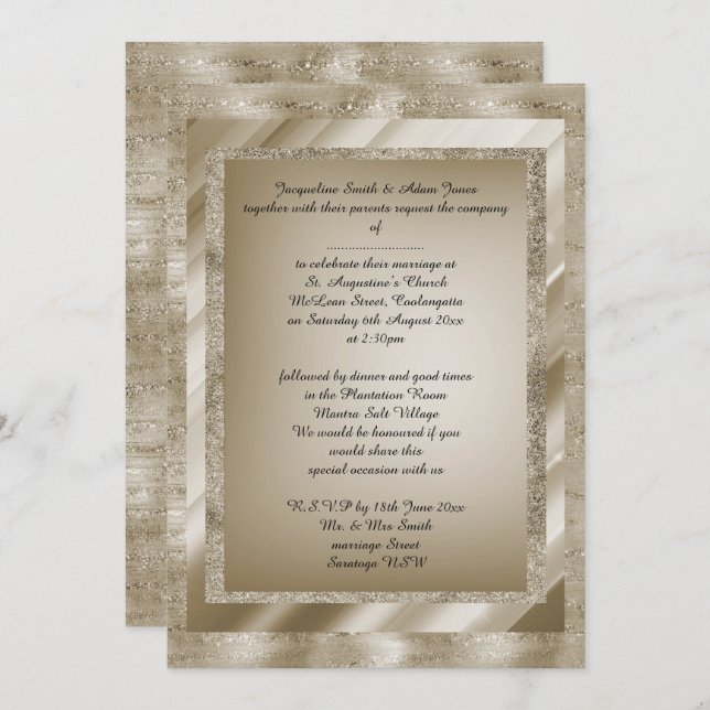 Invitación Papel de boda elegante en Bronze Multi Pattern (Anverso / Reverso)