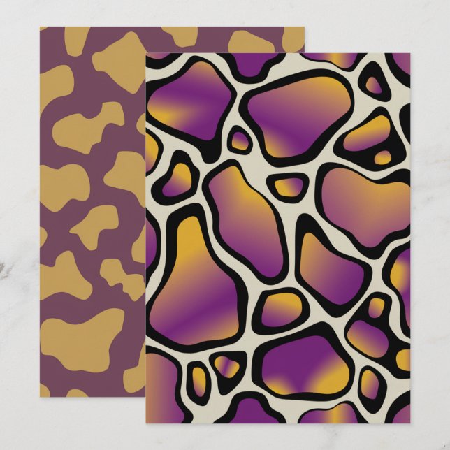 Invitación Papel de carátula de impresión para vaca morada y  (Anverso / Reverso)