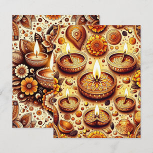 Invitación Papel de carátula de oro y bronce para el Diwali