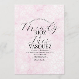 Invitación Papel de carta de boda abstracto mármol rosa negro