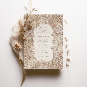 Invitación Papel de carta de boda Golden Lily tonos terrosos