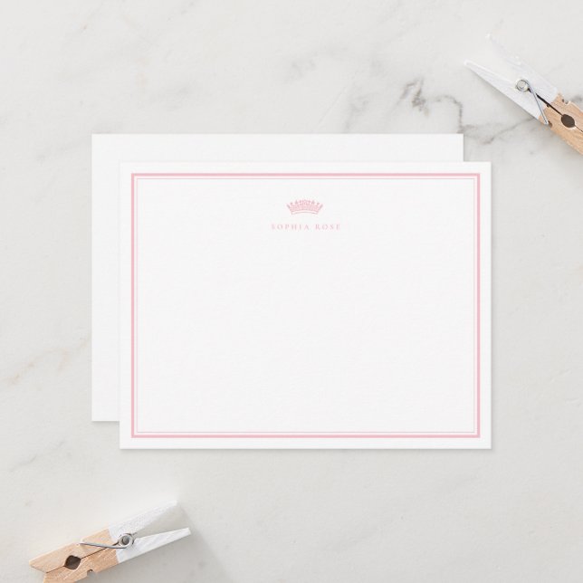 Invitación Papel de carta para bebé Corona Dulce Pequeña (Anverso/Reverso In Situ)