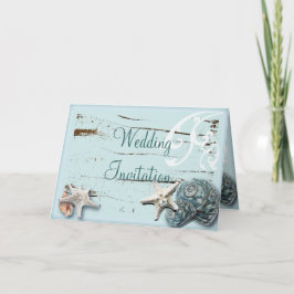 Invitación Papel de carta para boda en la playa con conchas e