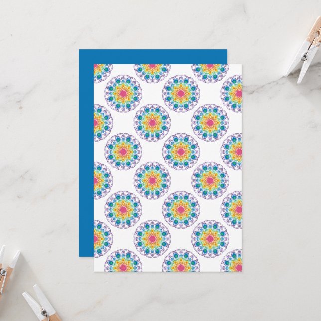 Invitación Papel de cartón de poliéster con flor de arcoiris  (Anverso/Reverso In Situ)