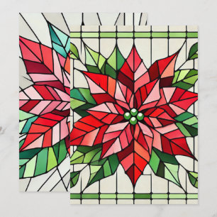 Invitación Papel de cartón de vidrio templado de Poinsettia