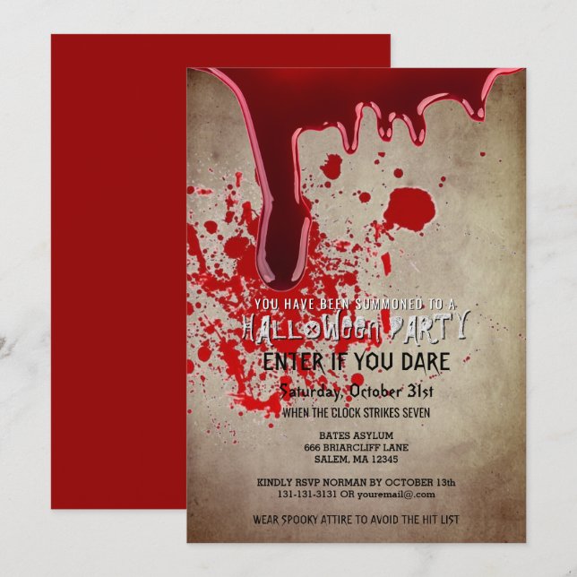 Invitación Papel de cosquillas para la fiesta de Halloween (Anverso / Reverso)