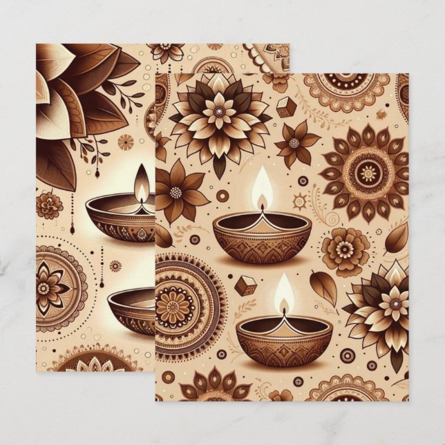 Invitación Papel de cuadernillo de bronce y dorado (Anverso / Reverso)