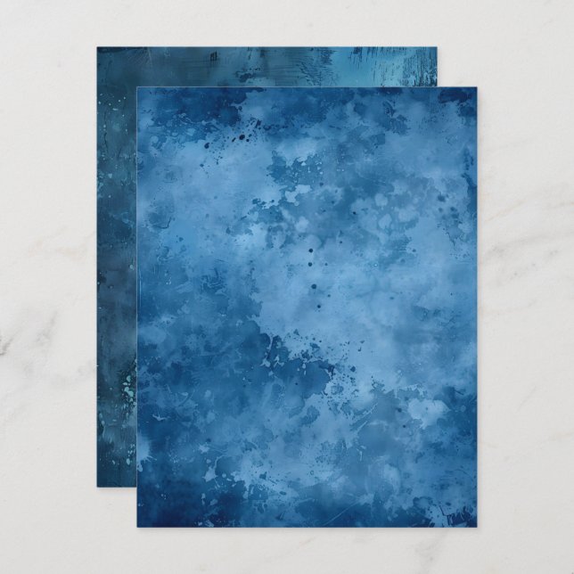 Invitación Papel de cuadernillo imprimible con tinta azul (Anverso / Reverso)