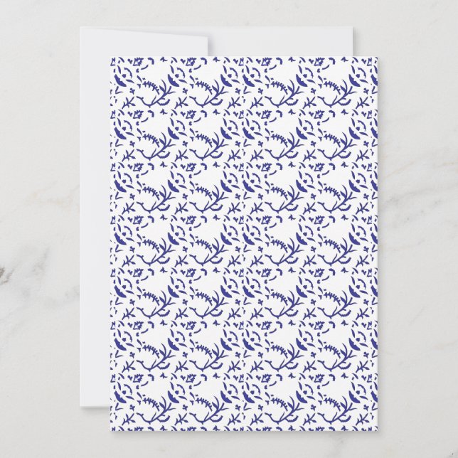 Invitación Papel de envoltura azul y blanco con un gráfico (Anverso)