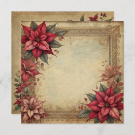 Invitación Papel de época imprimible Poinsettia Frame Scrapbo