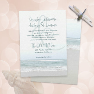 Invitación Papel de fieltro de Boda costero del mar