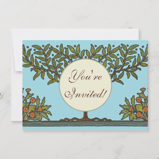 Invitación Papel de fondo floral de William Morris Tree Friez (Anverso)