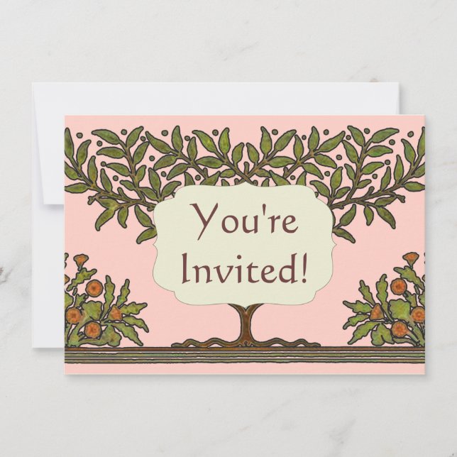 Invitación Papel de fondo floral de William Morris Tree Friez (Anverso)