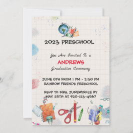 Invitación Papel de gráfico de graduación de Prek