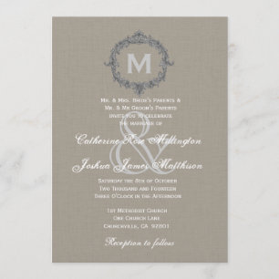 Invitación Papel de línea monocromo de cuadro gris y guijarro